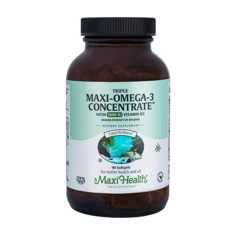 Maxi Health Triple Omega-3 Concentrate - Fish Oil - "1000 IU" Vitamin D3 (190 Capsules)