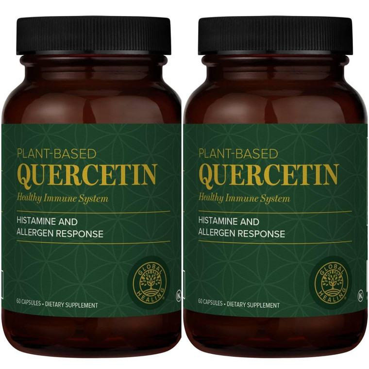 Global Healing Center Quercetin (2-Pack) 500mg Total, 250mg Each, Support Immune System Function & Body's Natural Response to Occasional Allergies -