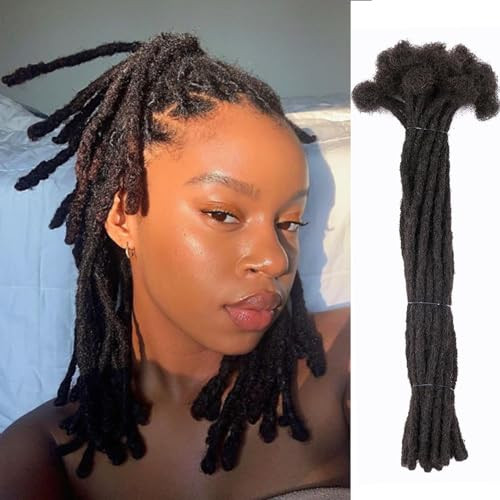 Loc Extensions Human Hair 8 Inch 0.6cm Width 60 Strands Handmade Permanent Dreadlock Extensions for Women/Men Dreads Extensions Can Be Dyed Bleached