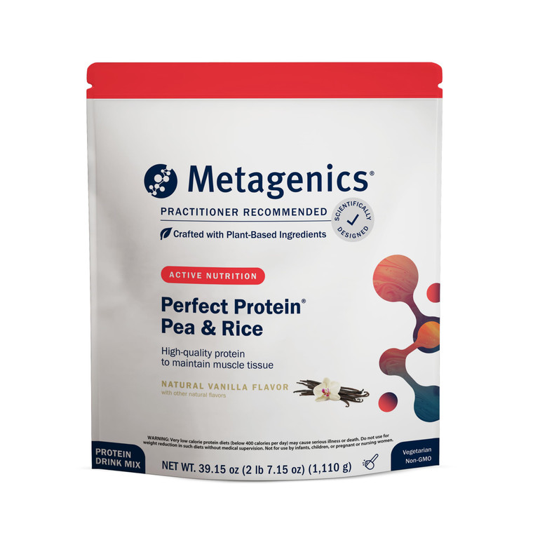 Metagenics Perfect Protein Pea & Rice - Plant-Based Protein Powder with 20g Protein & 3.5g BCAAs - Supports Muscle Growth & Recovery - Non-GMO, Glute