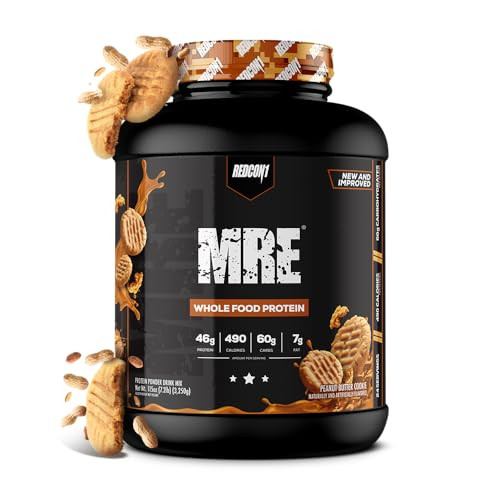 REDCON1 MRE Protein Powder, Peanut Butter Cookie - Meal Replacement Protein Blend Made with MCT Oil & Whole Foods - Protein with Natural Ingredients