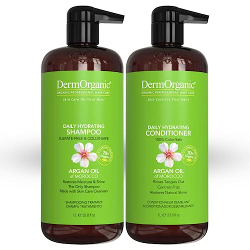 DermOrganic Argan Oil Daily Hydrating Shampoo plus Conditioner  Sulfate-Free & Color Safe, 33.8 oz