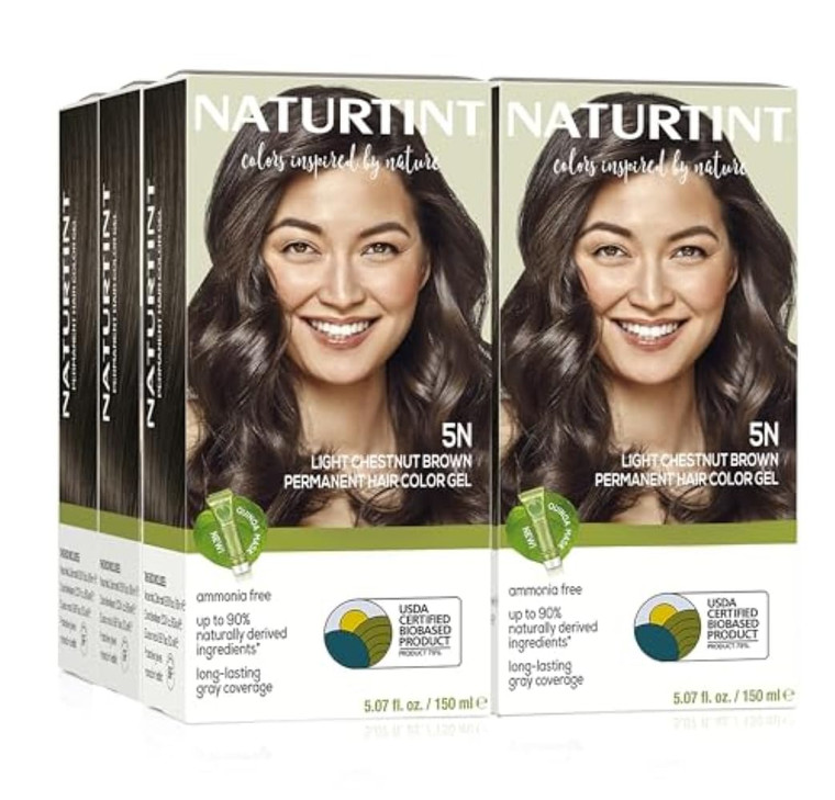 Naturtint 5N Light Chestnut Brown Permanent Hair Color (Pack of 6), Ammonia Free, Vegan, Cruelty Free, up to 100% Gray Coverage, Long Lasting Results