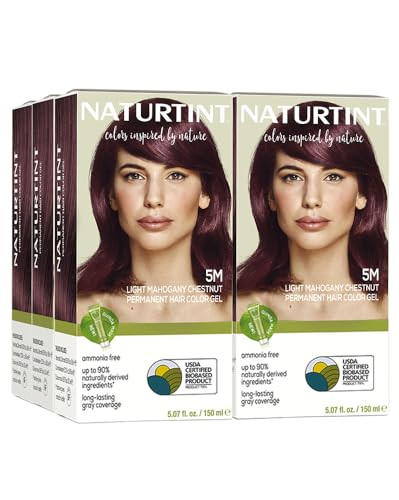 Naturtint 5M Light Mahogany Chestnut Permanent Hair Color (Pack of 6), Ammonia Free, Vegan, Cruelty Free, up to 100% Gray Coverage, Long Lasting Resu
