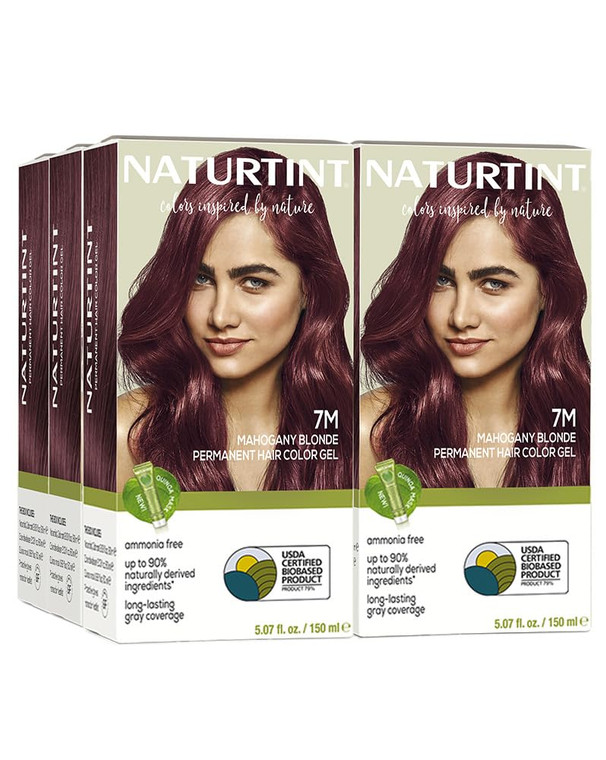 Naturtint 7M Mahogany Blonde Permanent Hair Color (Pack of 6), Ammonia Free, Vegan, Cruelty Free, up to 100% Gray Coverage, Long Lasting Results (Pac