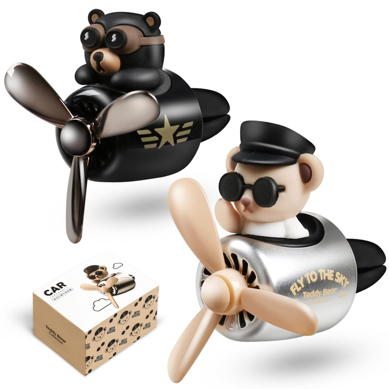 Bear Pilot Car Fresheners Vent Clip Cute Teddy New Car Scent Automotive Air Fresheners Cartoon Air Outlet Aromatherapy Ornament Thank You Gifts for H