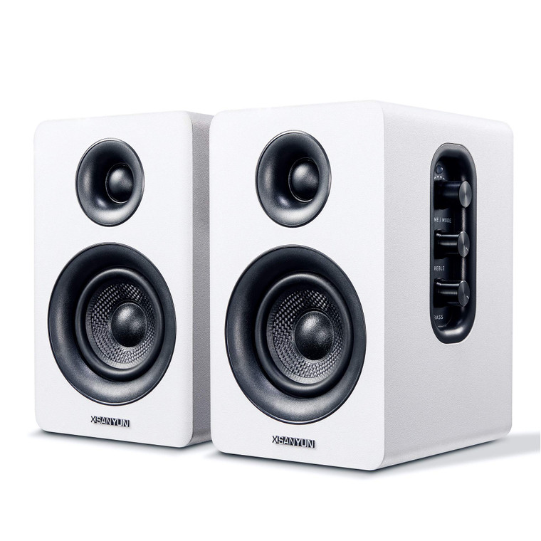 Sanyun SW208 3" Active Bluetooth 5.0 Bookshelf Speakers  60W Carbon Fiber Speaker Unit - Built-in 24bit DAC Dynamic 3D Surround Sound 2.0 Computer P