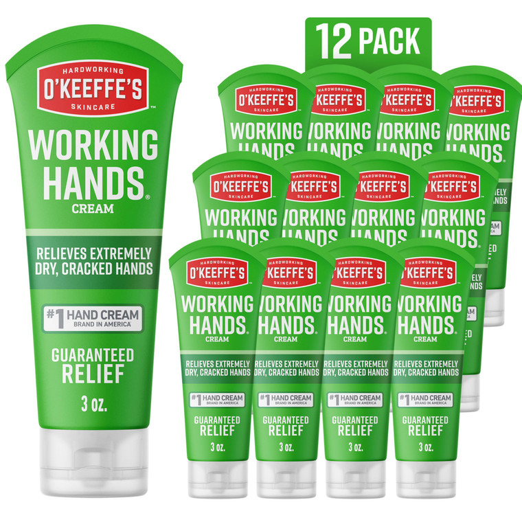 O'Keeffe's Working Hands Hand Cream for Extreme Dryness - 3 oz Tube (12 Pack) - Repairing Skincare for Cracked, Dry Hands