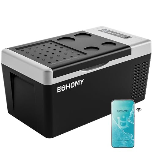 EUHOMY 12 Volt Refrigerator, 19QT(18L) Compressor Electric Cooler APP Control, Car Fridge -4?~68?, Portable Refrigerator 12/24V DC 100-240V AC, Porta