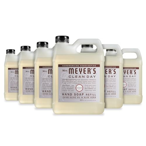 MRS. MEYER'S CLEAN DAY Hand Soap Refill, Made with Essential Oils, Lavender, 33 fl. oz - Pack of 6