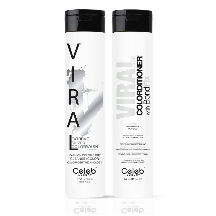 Celeb Luxury Viral Duo Color Depositing Colorwash Shampoo & Conditioner Set + Bondfix Bond Rebuilder, Semi Permanent Hair Color, Vegan Hair Dye, Extr