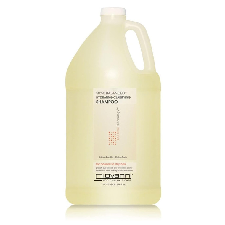GIOVANNI ECO CHIC 50:50 Balanced Hydrating Clarifying Shampoo - Leaves Hair pH Balanced for Over-Processed Hair, Provides Moisture & Protection, Salo