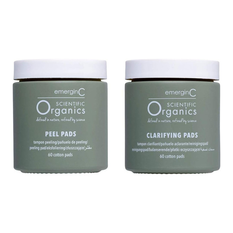 emerginC Scientific Organics At-Home Facial Peel + Clarifying Kit - Exfoliating Facial Peel Pads to Help Minimize the Appearance of Fine Lines, Wrink