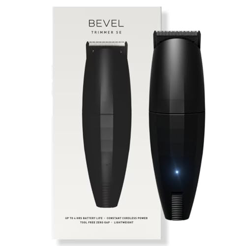 Bevel Beard Travel Trimmer SE for Men - Lightweight Cordless Mustache Trimmer, 4 Hour Rechargeable Battery Life, Tool Free Adjustable Zero Gapped Bla