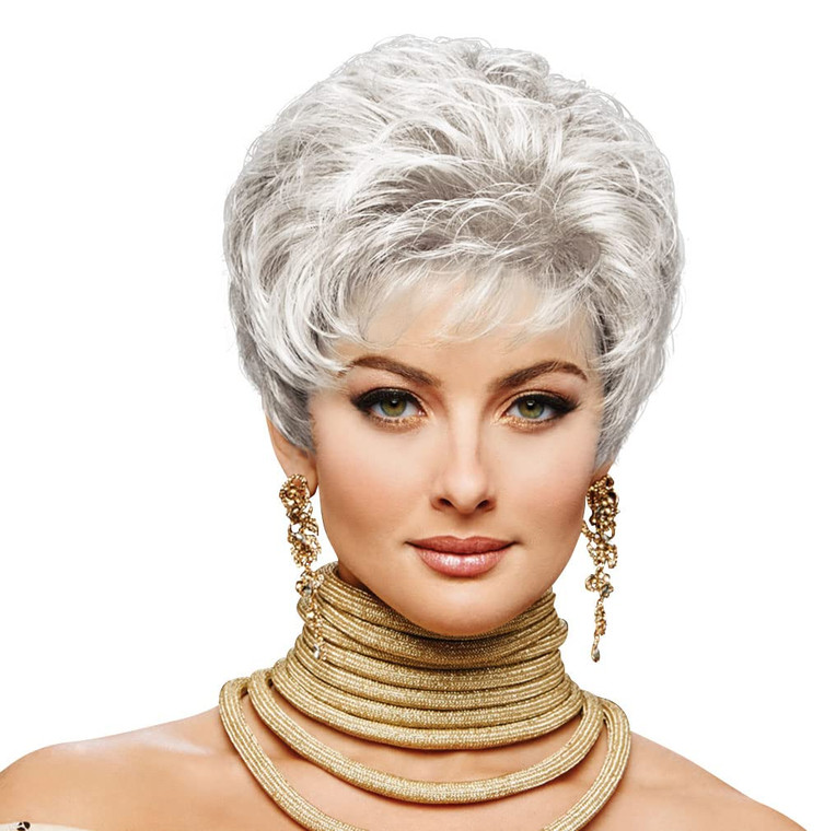 Eva Gabor Acclaim Short Layered Average Size Comfort Cap Wig, Burnished Snow by Hairuwear