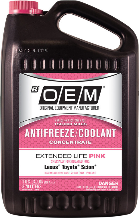 Recochem OEM 86-174POEM Pink Premium Antifreeze Concentrate Extended Life PINK, 1 gallon, 1 Pack , BROWN