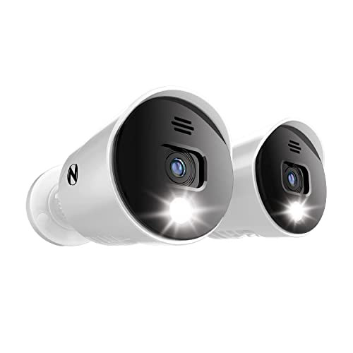 Night Owl Wired 4K UHD Indoor/Outdoor Add On Spotlight Cameras with Preset Voice Alerts and Built-in Camera Siren (Requires Compatible BTD8 Series DV