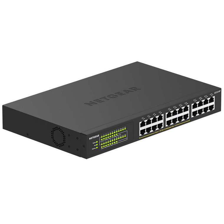 NETGEAR 24-Port PoE+ Gigabit Ethernet Unmanaged Essentials Switch (GS324P) - with 16 x PoE+ @ 190W, Desktop or Rackmount