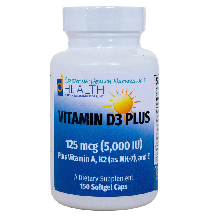 VITAMIN D3 PLUS 125 mcg (5000 IU) Vitamin D3 | Vitamin K2 (MK-7) and Vitamin A | Natural Form of Vitamin D | Includes Tocotrienols as Antioxidants |