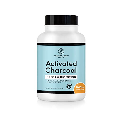 Charcoal House Activated Charcoal Capsules for Adults | Natural, Vegan, Non-GMO & Gluten Free | USP Charcoal Pills for Stomach Cleanse, Healthy Diges