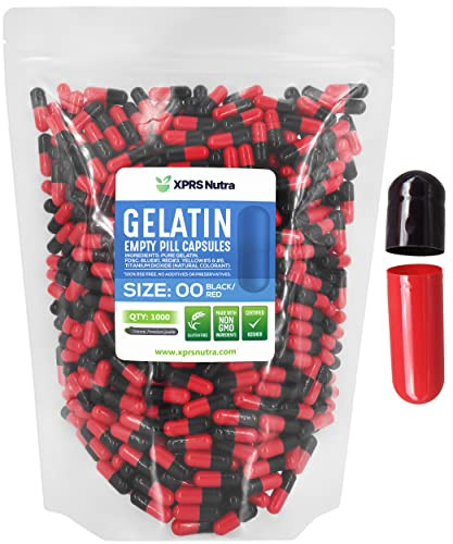 XPRS Nutra Size 00 Empty Capsules - 1000 Count Empty Gelatin Capsules - Pills DIY Capsule Filling - Fillable Pill Gel Caps for Do-It-Yourself Supplem