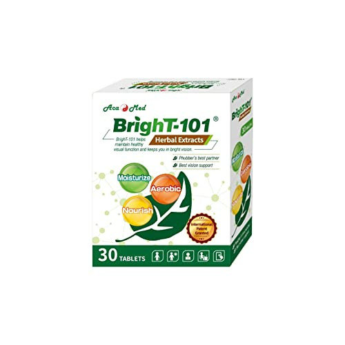AcaMed, BrighT-101, Dietary Supplement for Eye Health, Reduces Eye Fatigue and Strain, Supports Dry Eye Like Syndrome, Support Night Vision, 30 Table