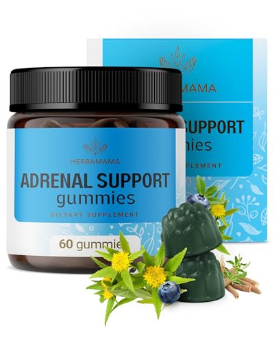 HERBAMAMA Adrenal Support Gummies - Pure Adrenal Complex Supplement for Women with Ashwagandha Root, Rhodiola Rosea & Magnesium - Vegan, Non-GMO - 60