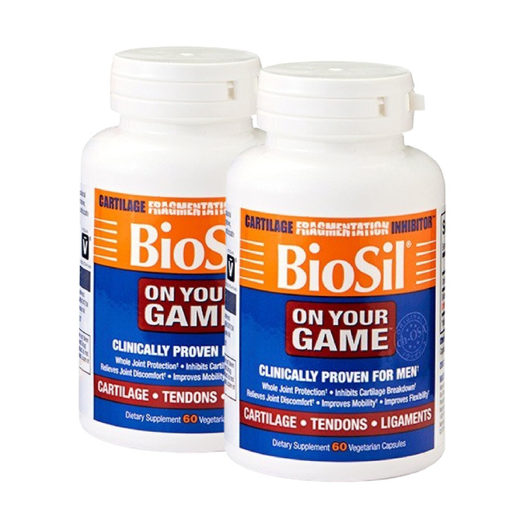 Biosil On Your Game - 60 Veggie Capsules, Pack of 2 - with Patented ch-OSA Complex - Increase Collagen Production for Joint Pain Relief, Flexibility