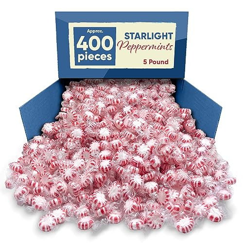 CHAIN & JO SWEETS Starlight Peppermints Mints 5 Lb -Approx 400 Peppermint Candy Individually Wrapped - Christmas Candy Mints