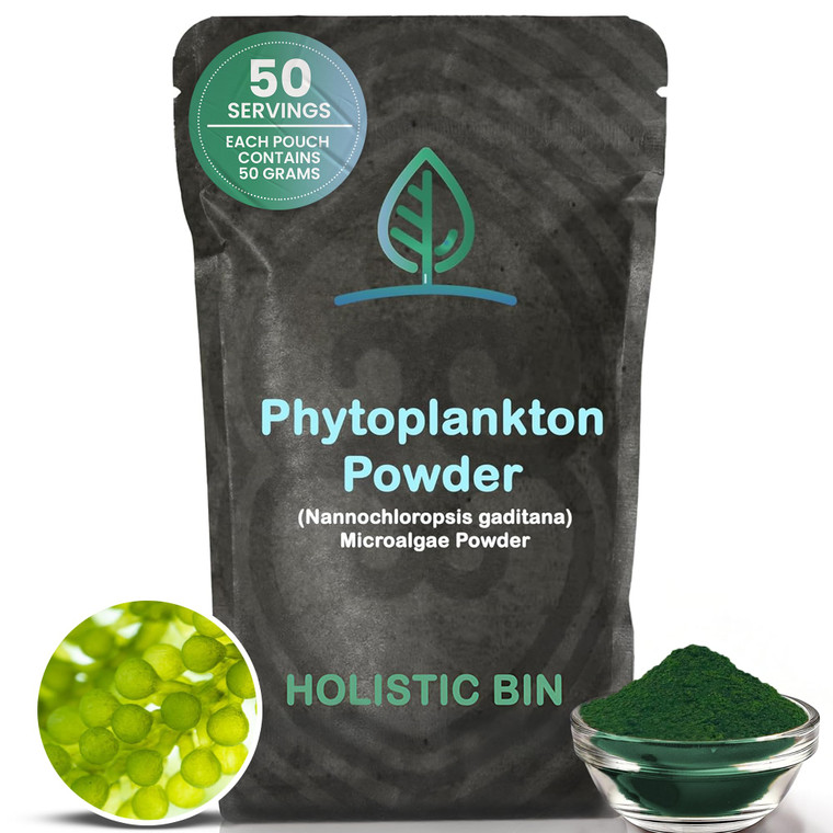 Marine Phytoplankton Capsules by Holistic Bin | Naturally Grown in Nordic Seawater | Vegan Omega 3 Supplement | Rich in Amino Acids, Chlorophyll, Vit