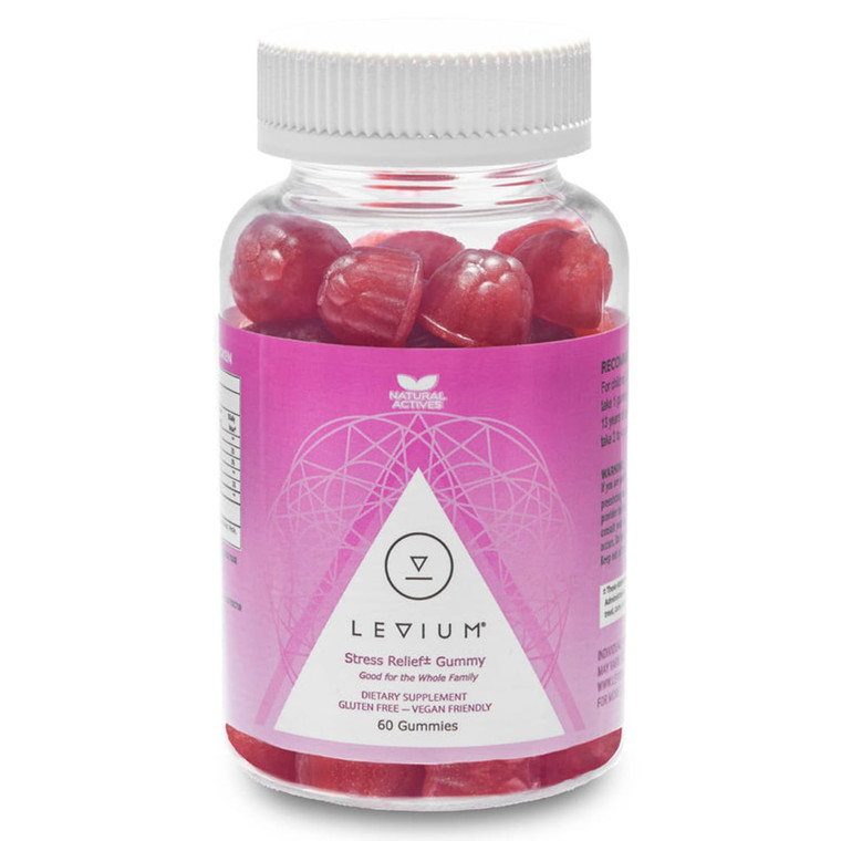 Levium Calming Stress Relief Gummies | Natural Mood Boosting Vitamin Supplement | 60 Count Bottle  30 Day Supply