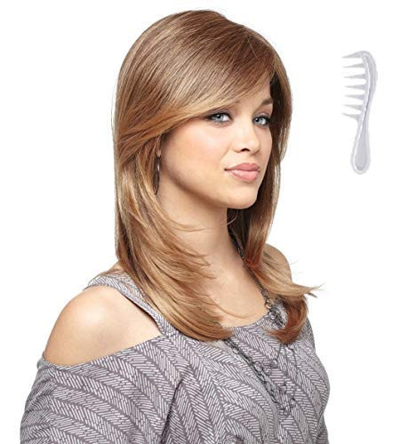 Amore BRANDI Monofilament Wig Collection by Rene of Paris and Wig Lift Comb - TOASTED BROWN - Bundle 2 Items