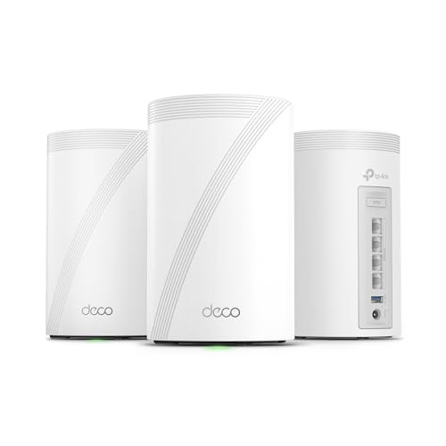 TP-Link Deco 7 Pro BE63 Tri-Band WiFi 7 BE10000 Whole Home Mesh System - 6-Stream 10 Gbps, 4x2.5G Ports Wired Backhaul, 4X Smart Internal Antennas, V