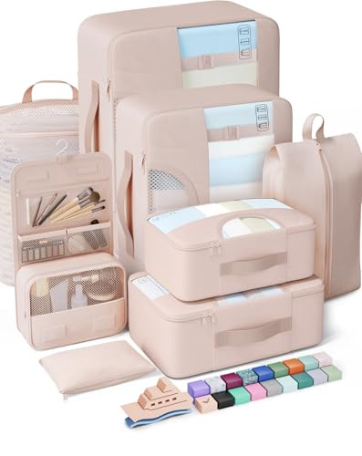 Veken 8 Set Packing Cubes, Cruise Ship Travel Essentials Accessories for Beach Vacation, Personalized Gifts for Women Mom Her, Suitcase Organizer Bag