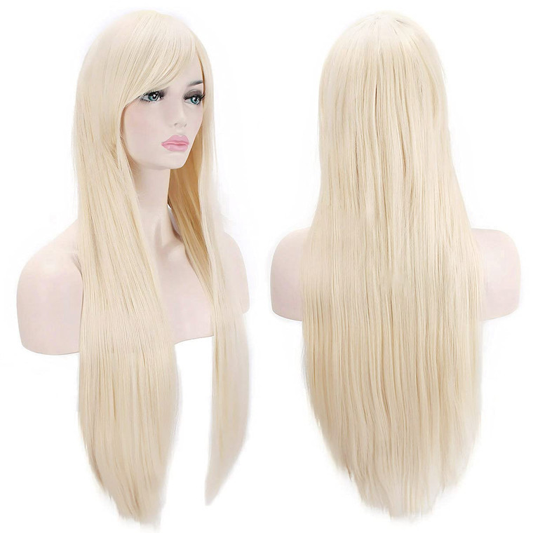 Akstore Wigs 32 inch Long Straight Anime Fashion Women's Cosplay Wig(Blonde)