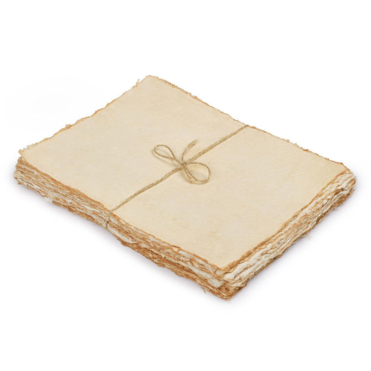 LEATHER VILLAGE Watercolor Paper - 6 X 4 inches, 50 Sheets - Mixed Media Watercolor Paper - 150 GSM Thick Deckle Edge Virgin Cotton Handmade Paper -