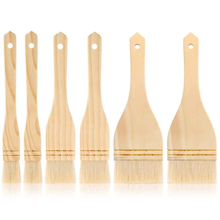 Flat Hake Brushes Hake Paint Brush Artist Painting Set Sheep Hair Bristles Wash for Watercolor, Wash, Ceramic and Pottery Painting, 1, 2 inch and 3 I