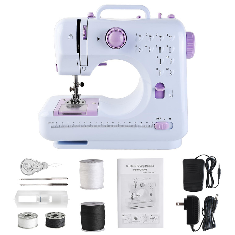 Sewing Machine for Beginners & Kids, Mini Portable Sewing Machines with 12 Built-in Stitch Patterns, 2-Speed Foot Pedal, Perfect for Teaching Daughte