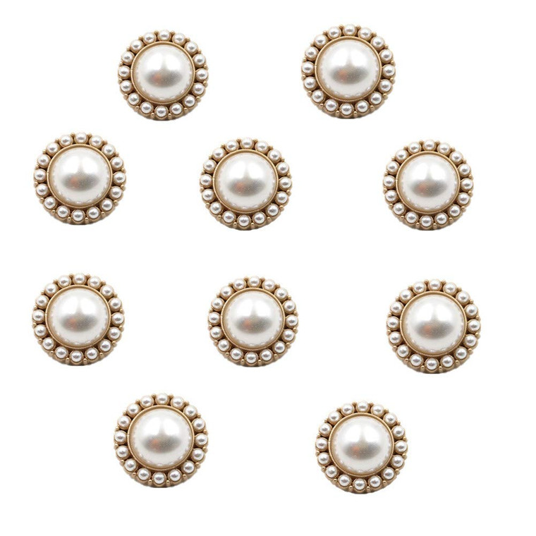 10pcs Round Pearl Buttons with Shank for Sewing Gold Button Crafts for Clothes Shirts Suits Coats Sweaters Wedding Dress Clothing Decorations (Pearl,