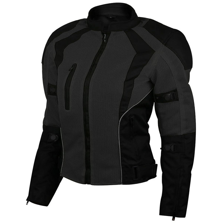Vance Advance Womens All Weather Season CE Armor Mesh Motorcycle Biker Riding Jacket (5XL, Black)