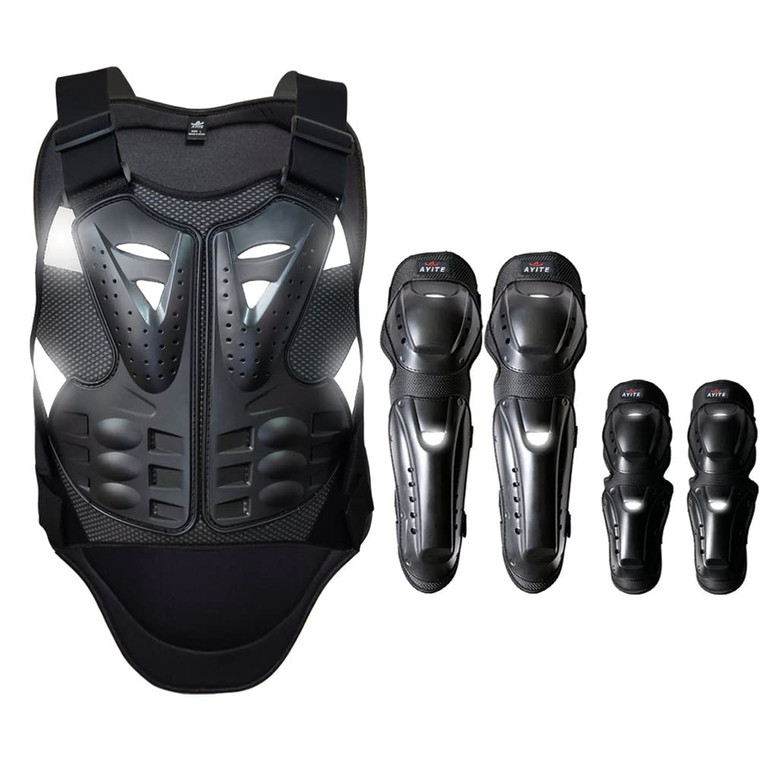 Motorcycle Accessories , Elbow Knee Pads and Chest Protector Motocross Gear for Men and Women, Dirt Bike Gear Cycling Body Armor, Back Protection Rid