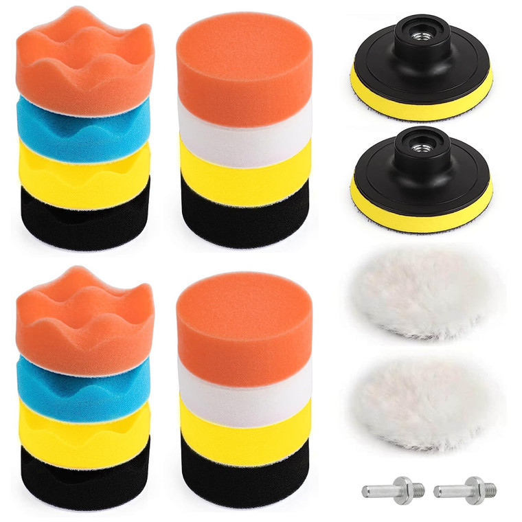 Harewu 22 Pcs Polishing Pads Kit,3 Inch Sponge Buffing Pads,Buffer for Car Detailing, Polishing Wheel for Drill,Car Buffer Polisher Kit Drill Buffing