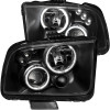 ANZO For 2005-2009 Ford Mustang Projector Headlights w/ Halo Black