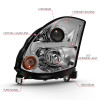Anzo USA 121557 Projector Headlight Set Fits 03-07 G35