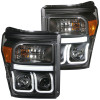 ANZO For 2011-2015 Ford F-250 Projector Headlights w/ U-Bar Black