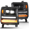 ANZO For 16-18 Chevrolet Silverado 1500 LED Projector Headlights w/Plank Style Switchback Black w/ Amber
