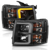 ANZO For 07-13 Chevrolet Silverado 1500 Plank Style Projector Headlights Black w/ Amber