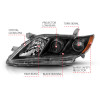 Anzo USA 121539 Projector Headlight Set Fits 07-09 Camry
