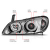 Anzo USA 121078 Projector Headlight Set w/Halo Fits 00-04 I30 I35
