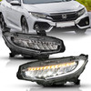 ANZO For 16-17 Honda Civic Projector Headlights Plank Style Black w/Amber/Sequential Turn Signal